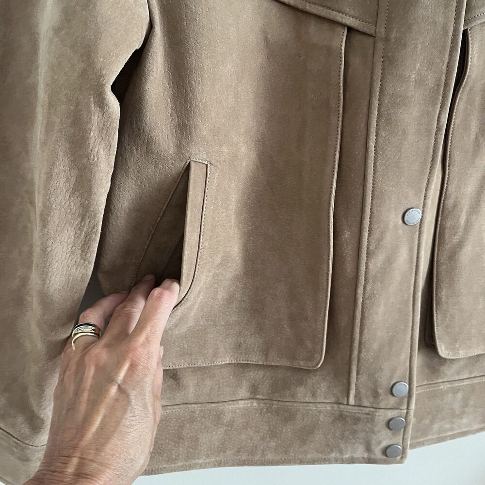 NWT Avec Les Filles Brown Suede Bomber Jacket S Leather Western Cowgirl Boho - Picture 5 of 12